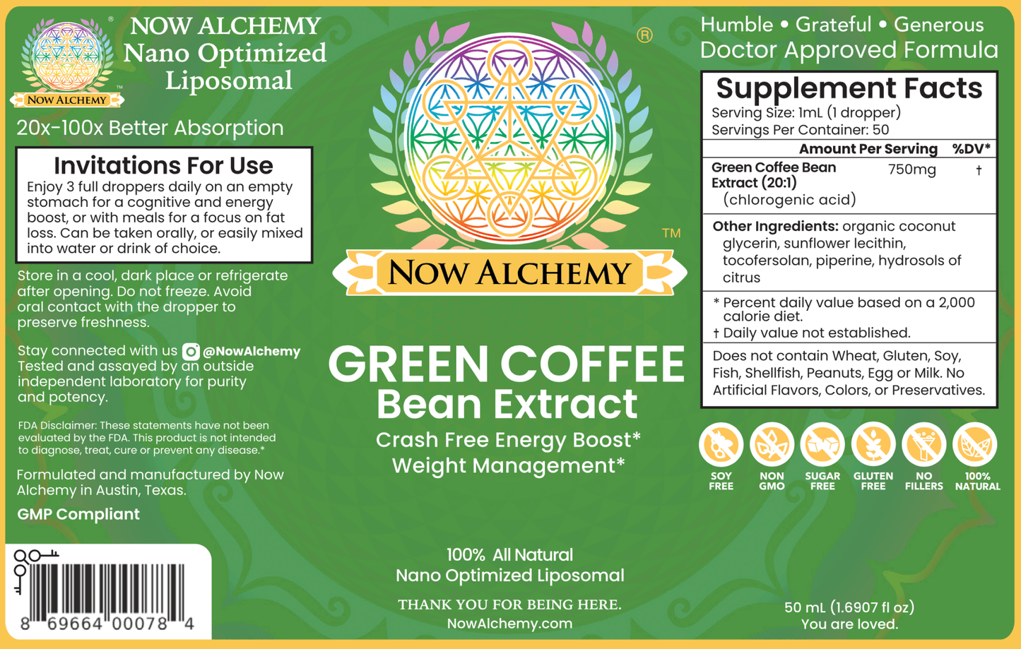 Nano Green Coffee Bean Extract (SOLD OUT) - Now Alchemy