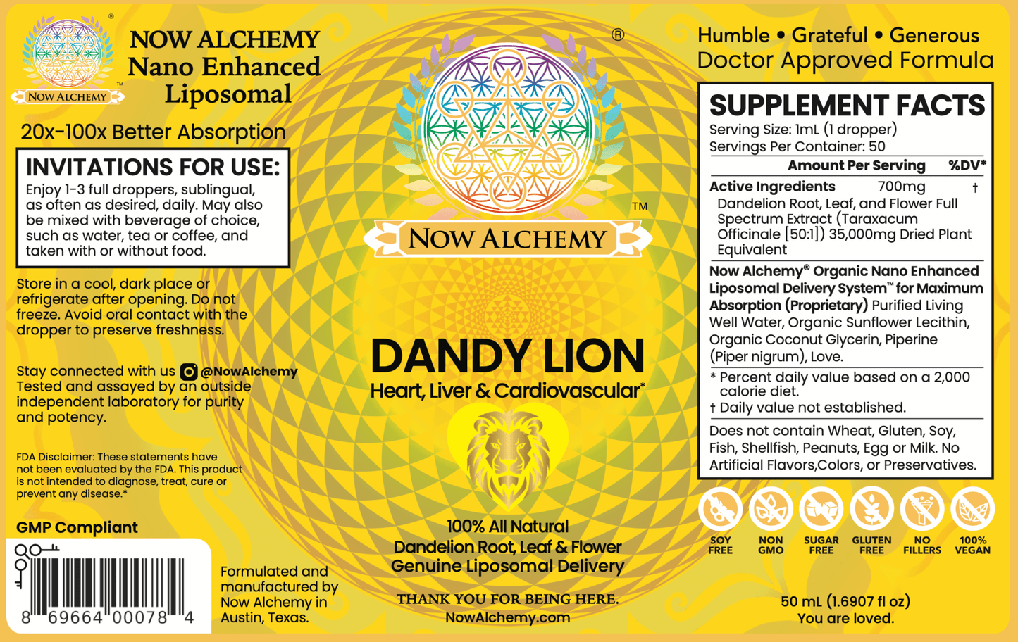 Nanoliposomal Dandelion - Now Alchemy