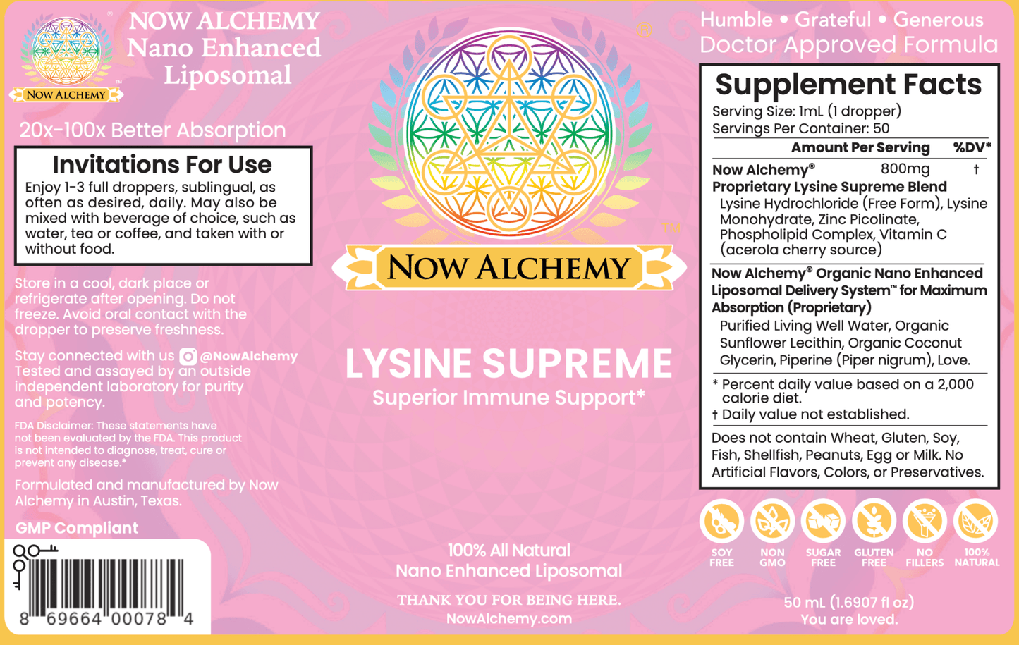 Nanoliposomal Lysine - Now Alchemy