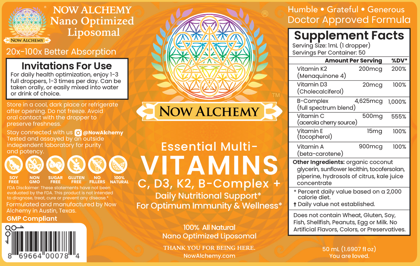 Nanoliposomal Vitamins - Now Alchemy