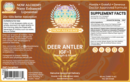 Nanoliposomal Deer Velvet Antler (IGF-1) - Now Alchemy